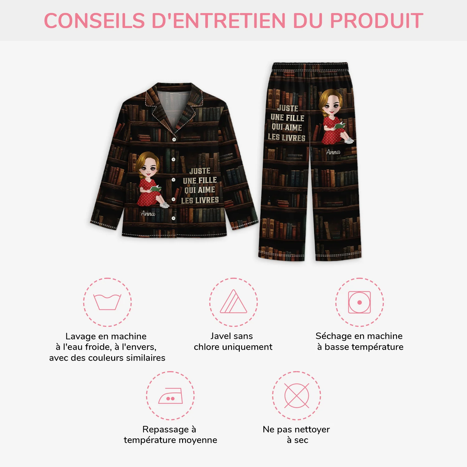 Pyjama Personnalisé - Juste Une Fille Qui Aime Les Livres - Image 4