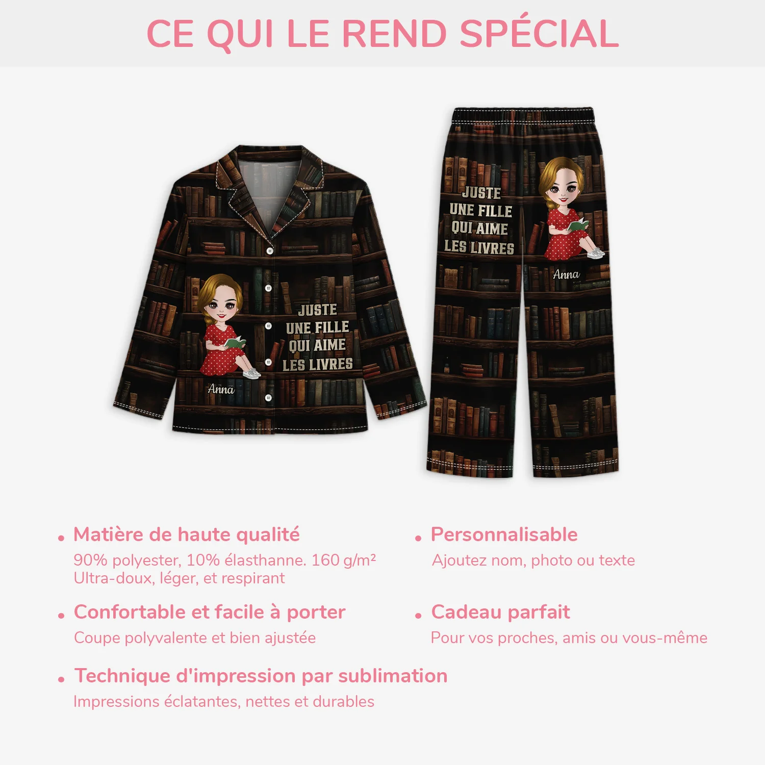 Pyjama Personnalisé - Juste Une Fille Qui Aime Les Livres - Image 5