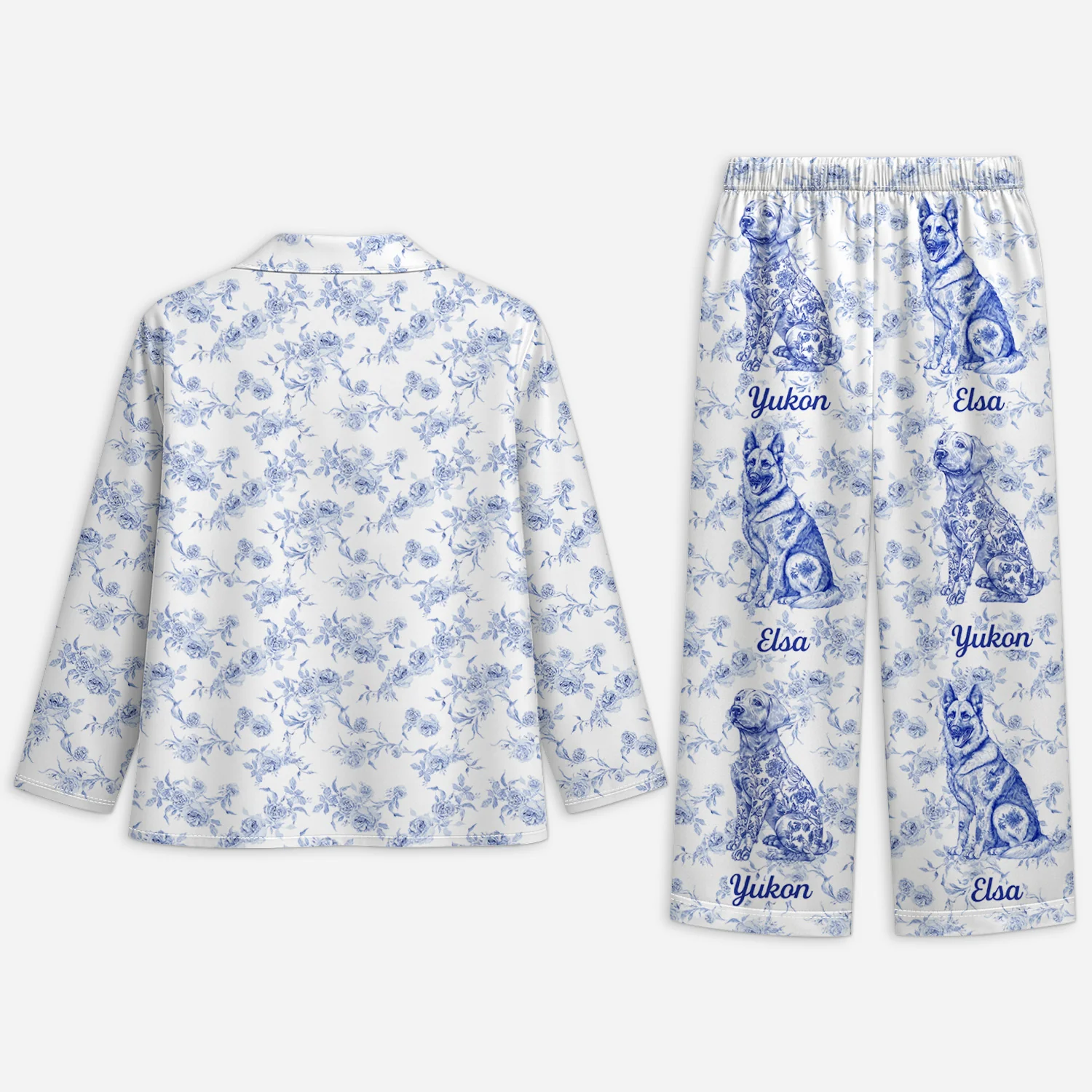 Pyjama Personnalisé - Maman Chien Style Toile Bleue - Image 2