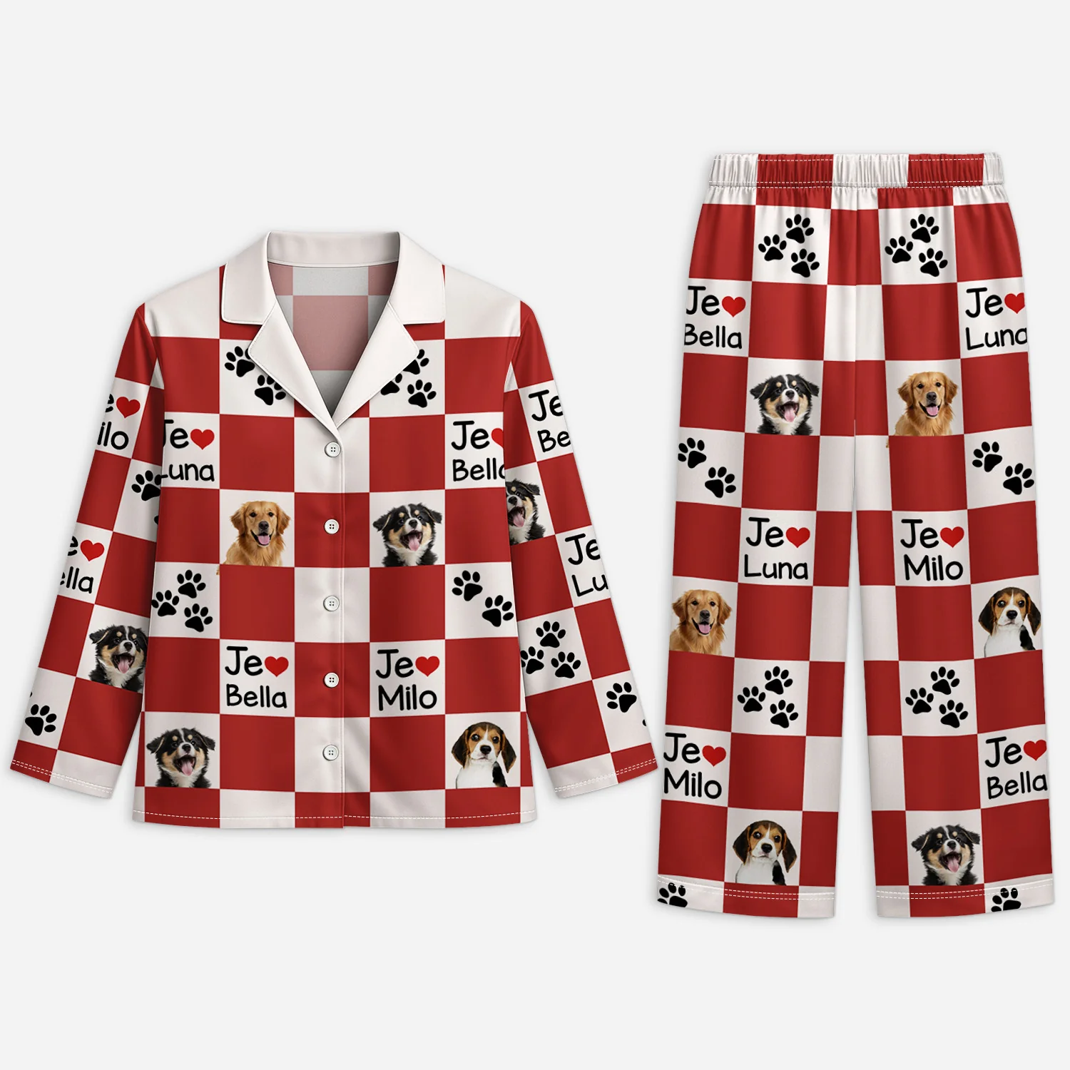 Pyjama Personnalisé Photo - J'aime Mon Chien