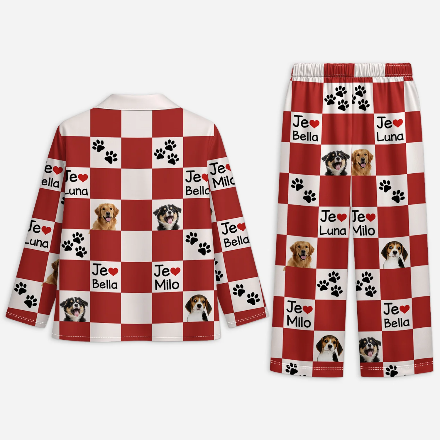 Pyjama Personnalisé Photo - J'aime Mon Chien - Image 2