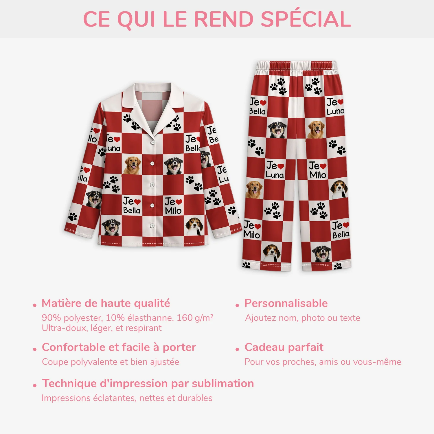 Pyjama Personnalisé Photo - J'aime Mon Chien - Image 5
