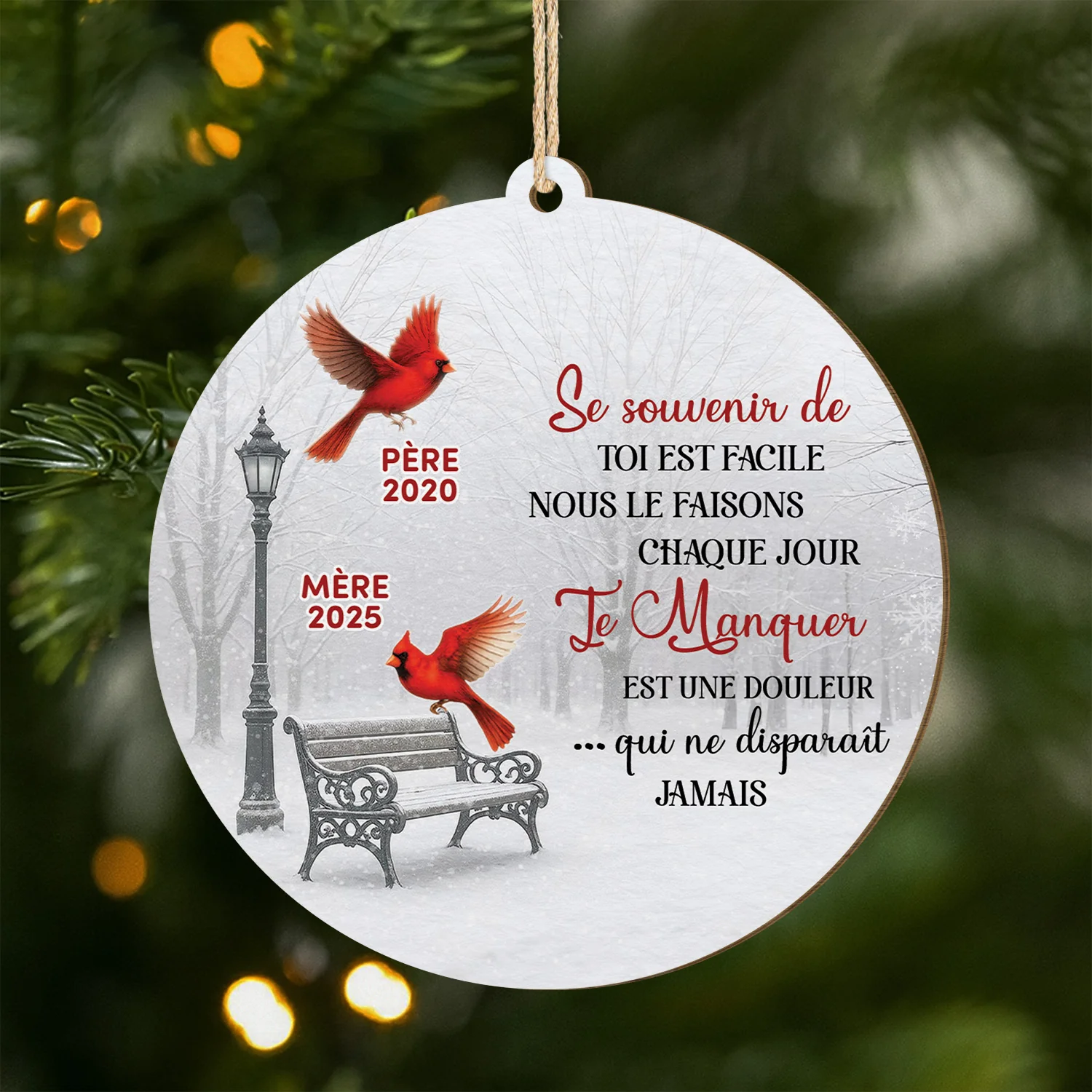 Ornement Noël En Bois À 1 Couche Commémoratif Personnalisé - Se Souvenir De Toi