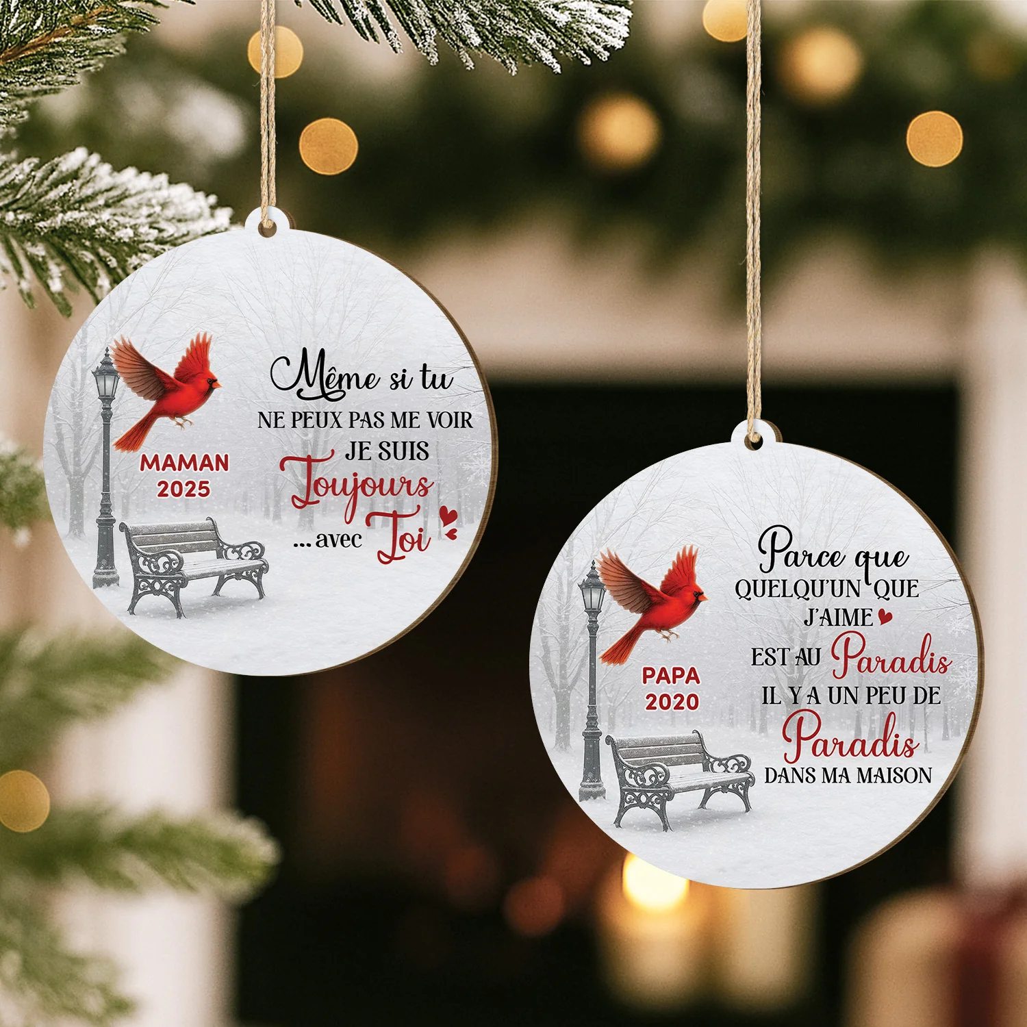 Ornement Noël En Bois À 1 Couche Commémoratif Personnalisé - Se Souvenir De Toi - Image 2