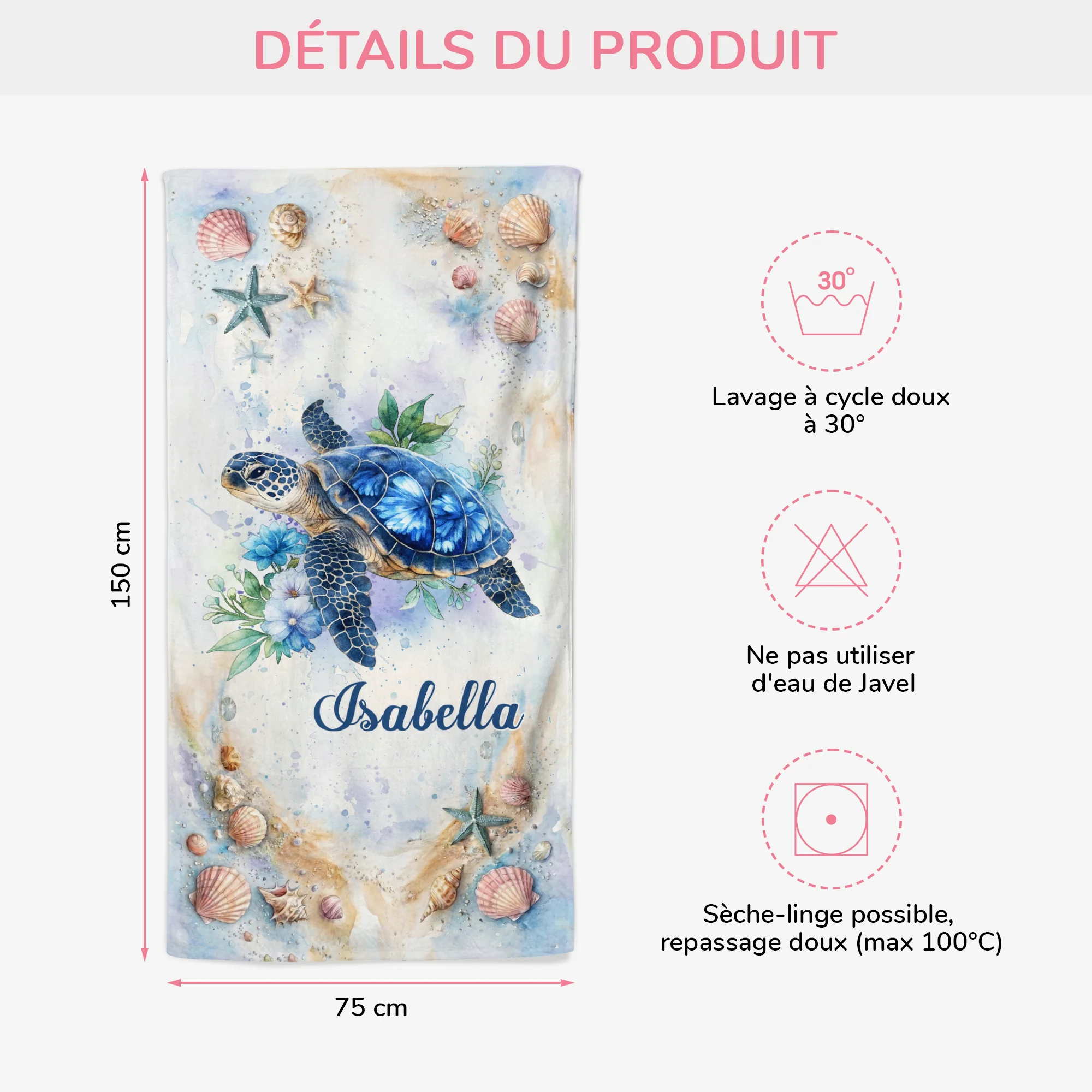 Personnaliser Serviette De Plage | Femme Cadeau Pour Été Tortue - Image 3