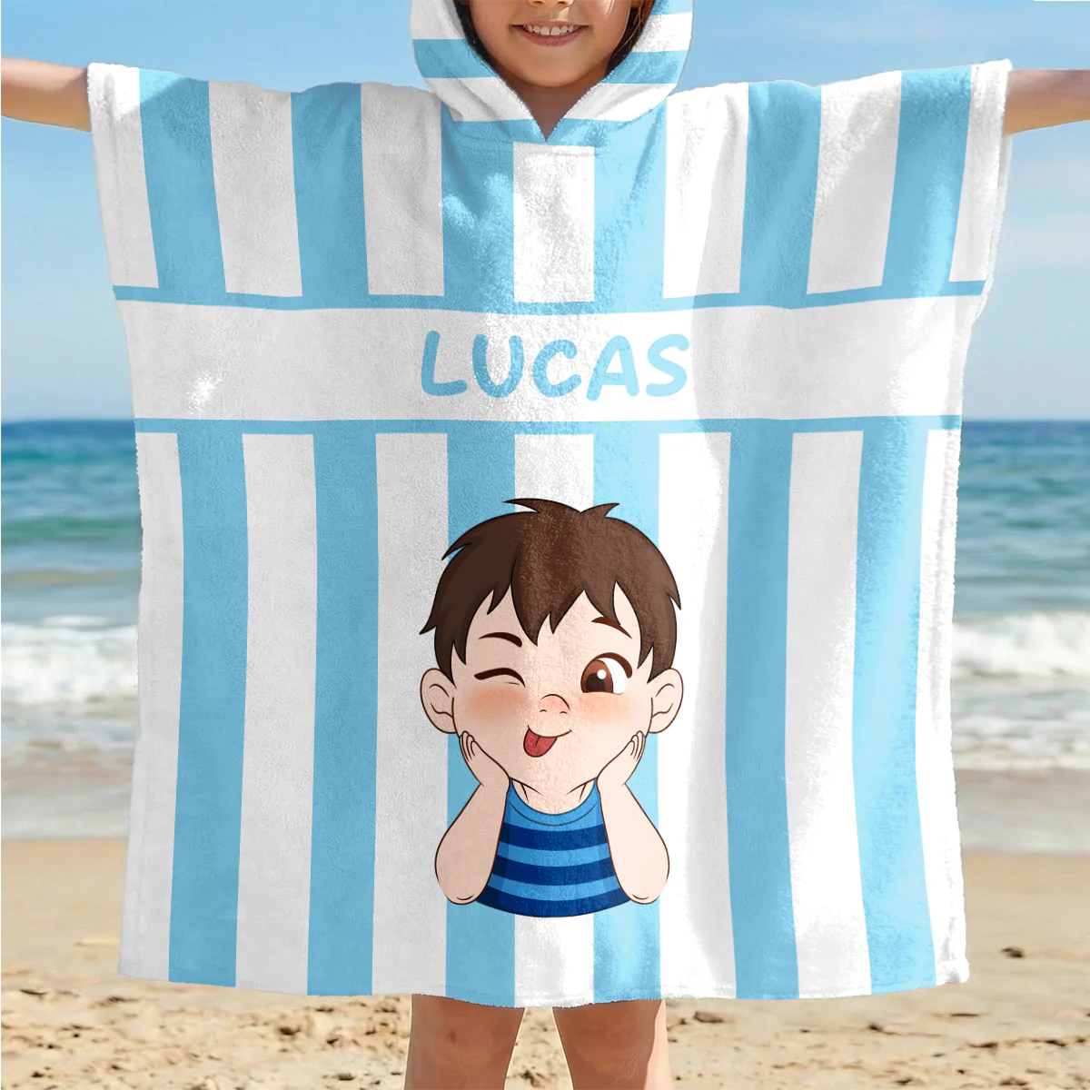 Serviette De Plage Enfant Personnalisée Avec Capuche - Prépare-toi Pour L'été