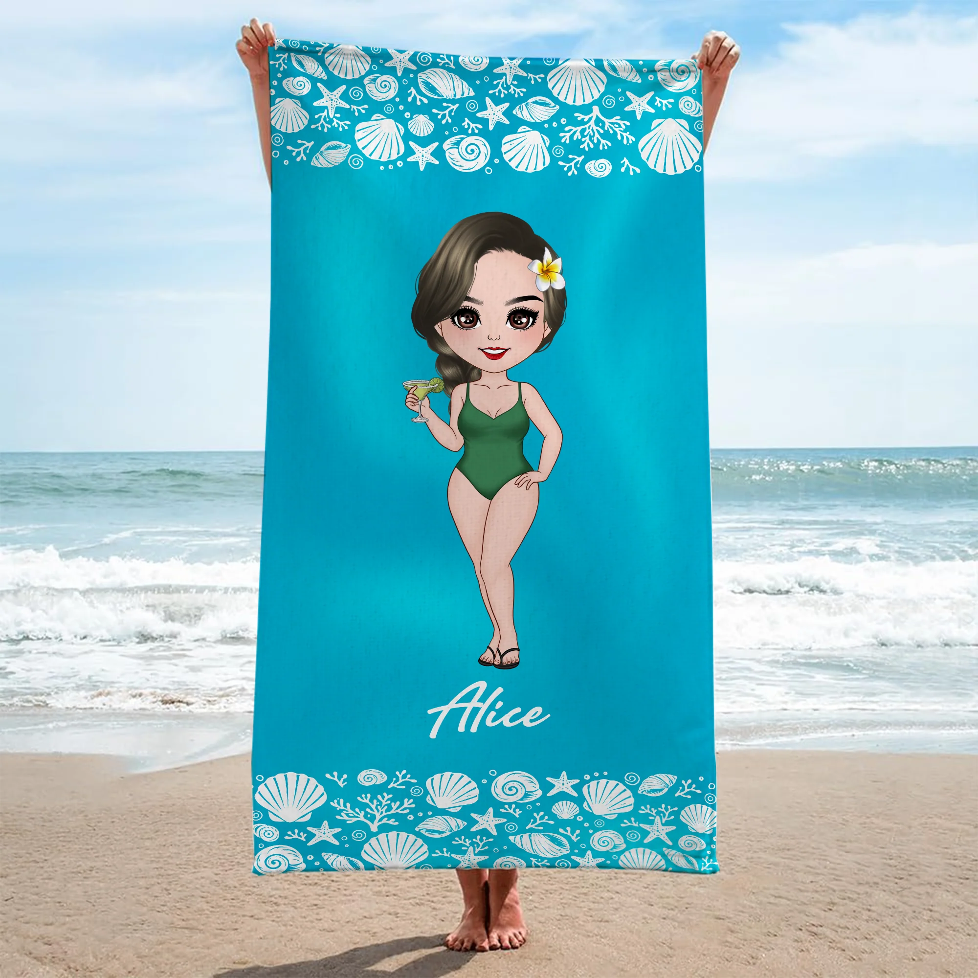 Serviette De Plage Personnalisable - Cadeau Original Pour Femme Été - Image 2