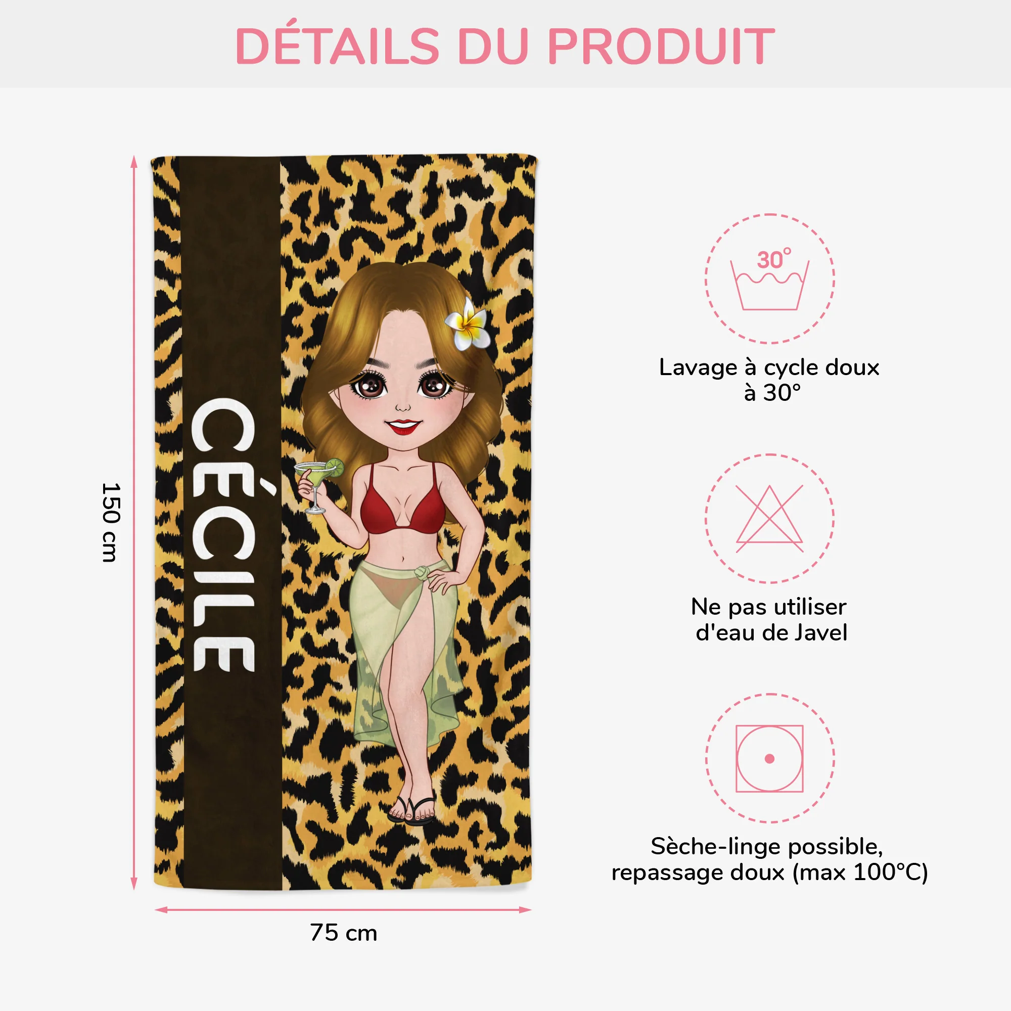 Serviette Plage Personnalisée | Femme Sexy - Image 3