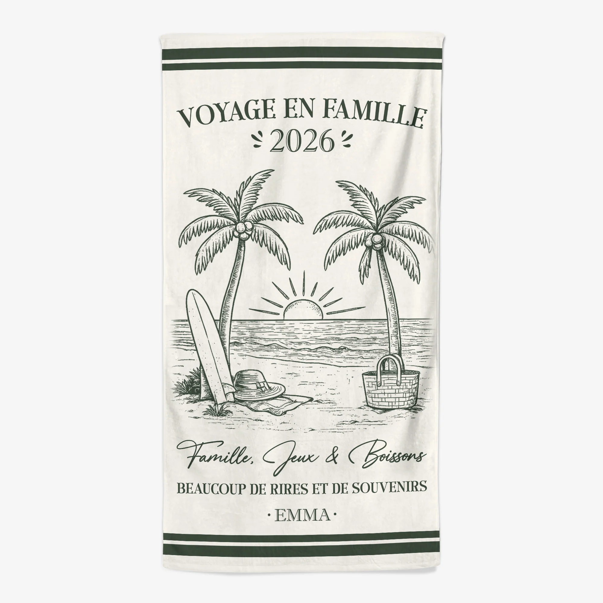 Serviette De Plage Personnalisée - Cadeau Pour Voyage En Famille Eté