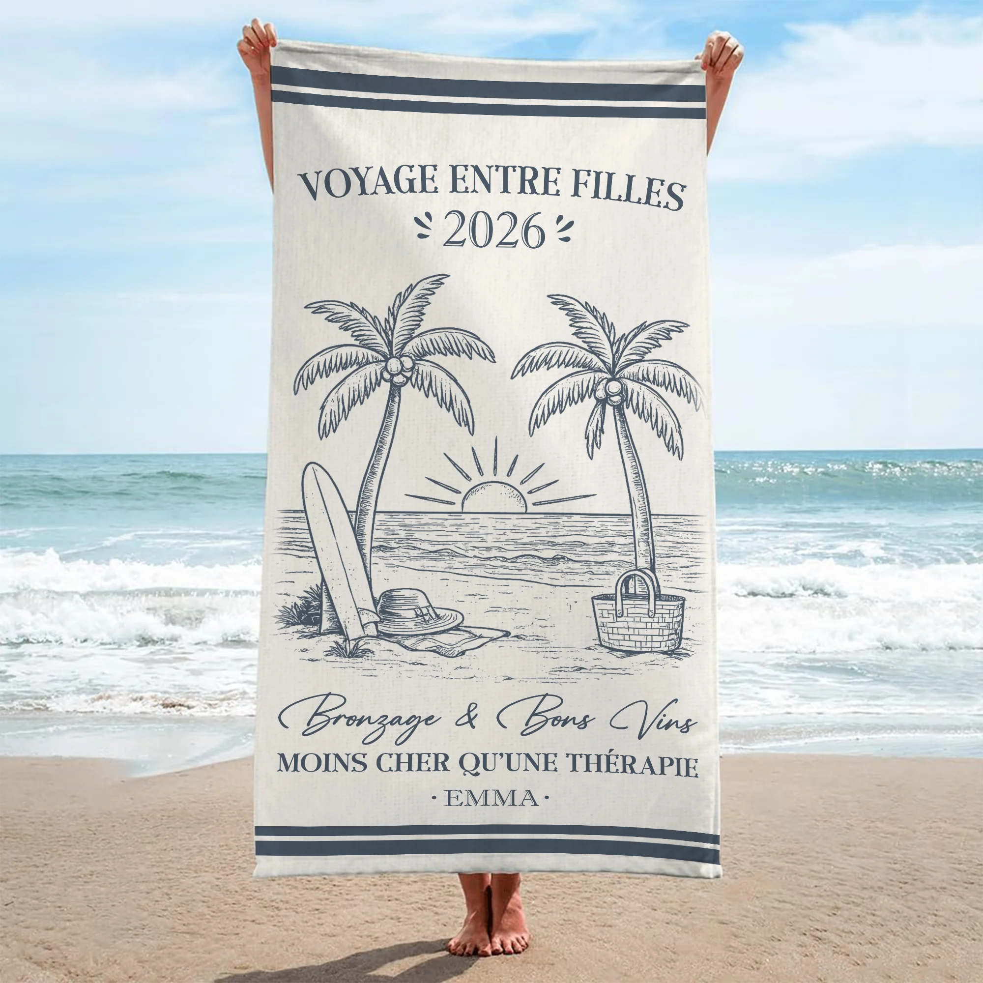 Serviette De Plage Personnalisée - Cadeau Pour Voyage En Famille Eté - Image 2