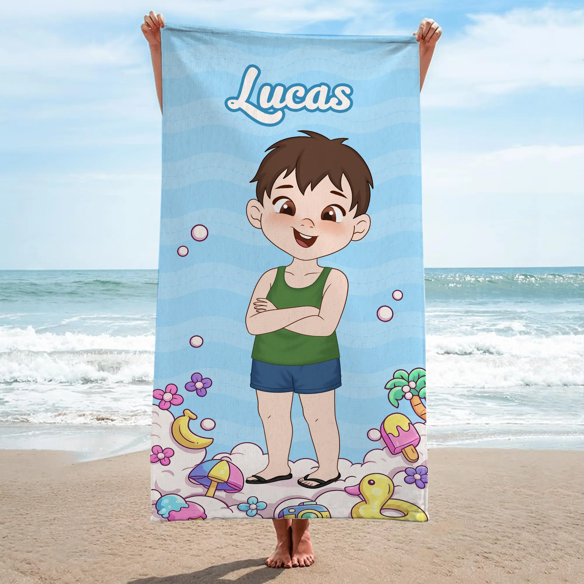 Serviette De Plage Personnalisée Enfant - Cadeau Original Avec Prénom - Image 2