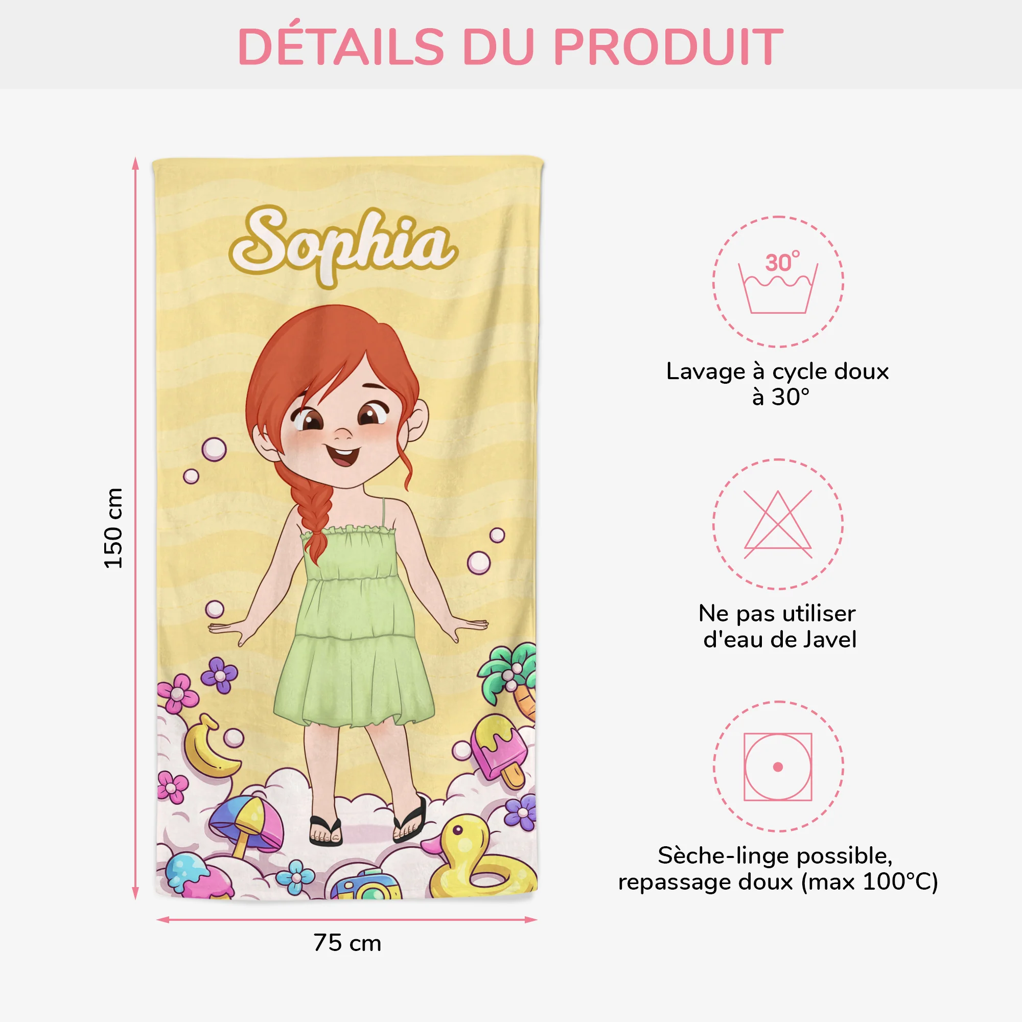 Serviette De Plage Personnalisée Enfant - Cadeau Original Avec Prénom - Image 3