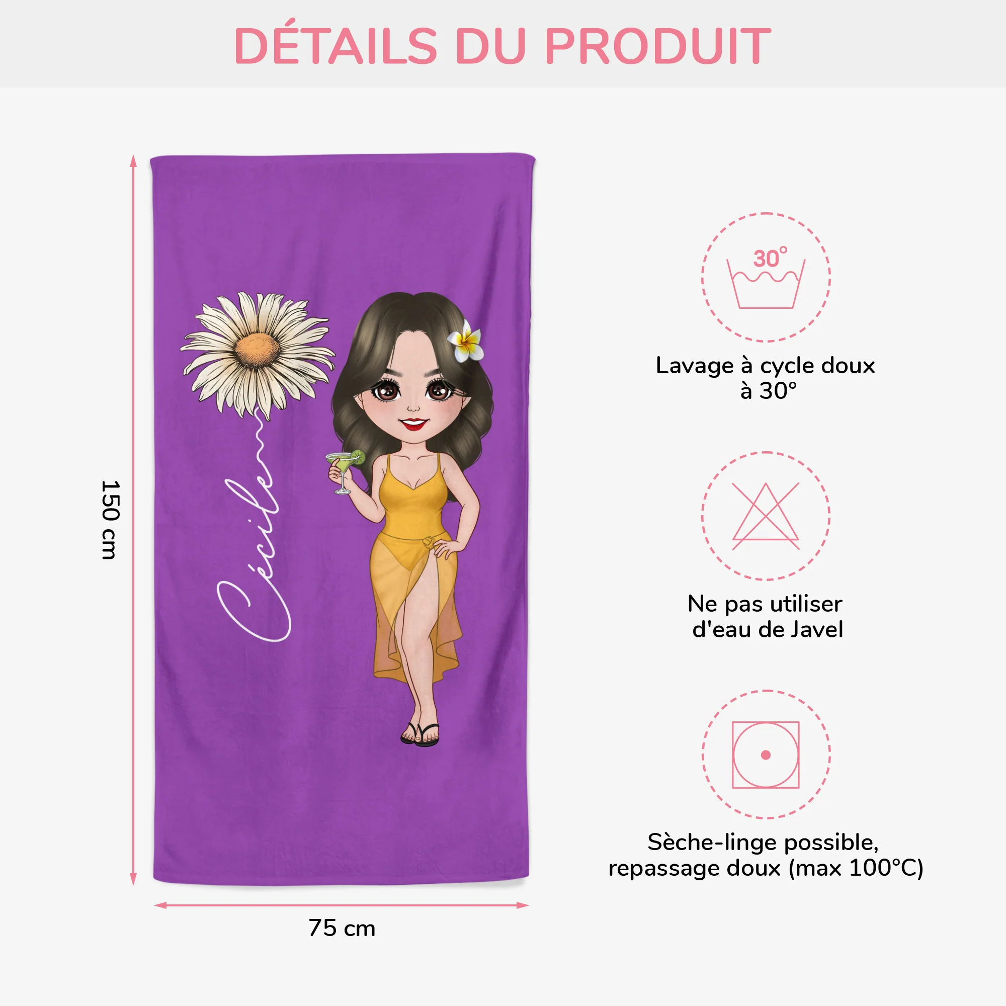 Personnaliser Serviette De Plage | Femme En Bikini - Image 3
