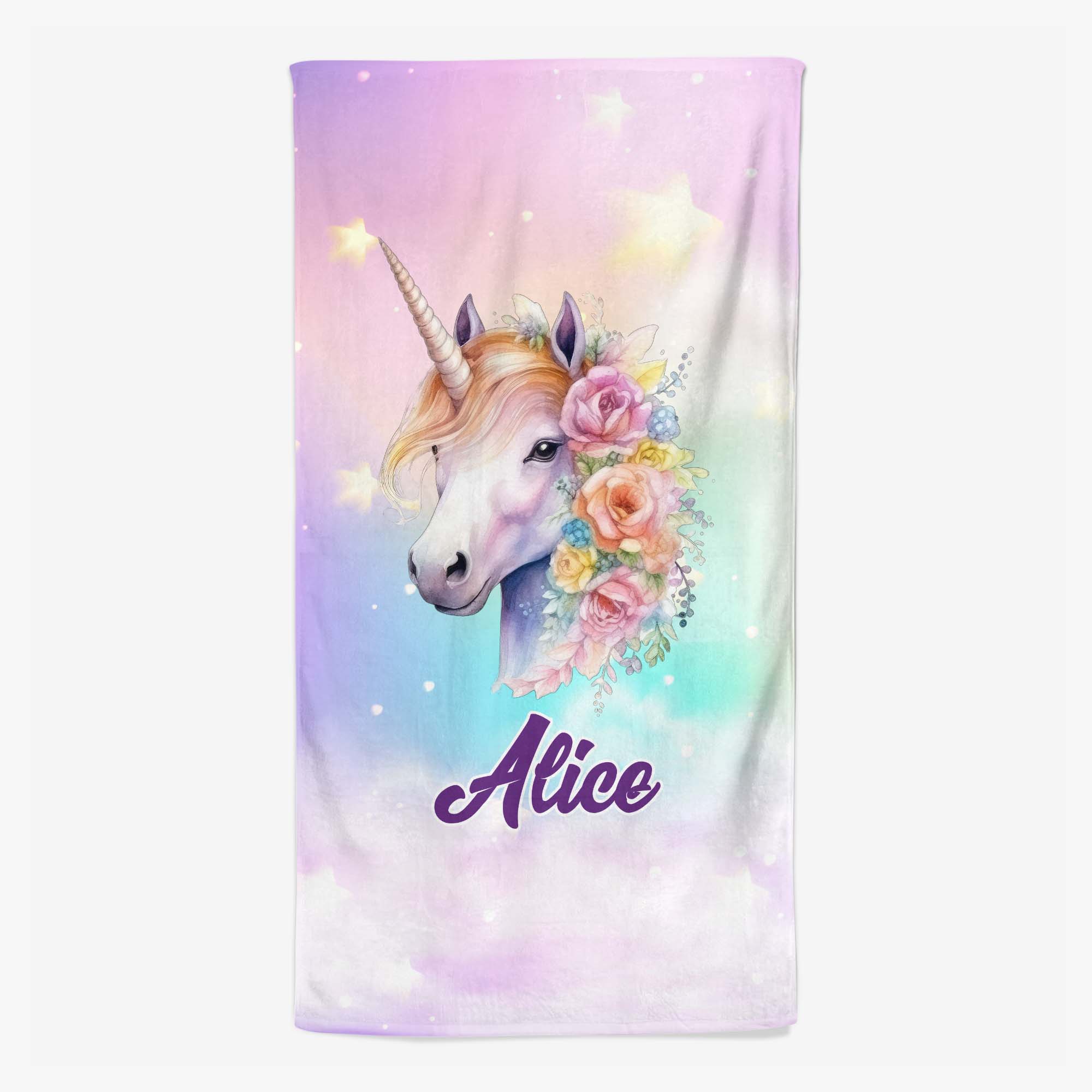 Serviette De Plage Personnalisée Enfant - Design Licorne