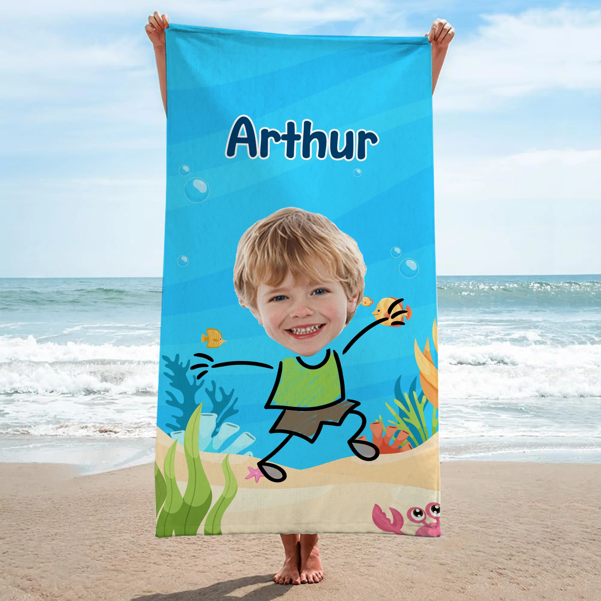 Serviette De Plage Enfant Personnalisée | Avec Visage - Image 2