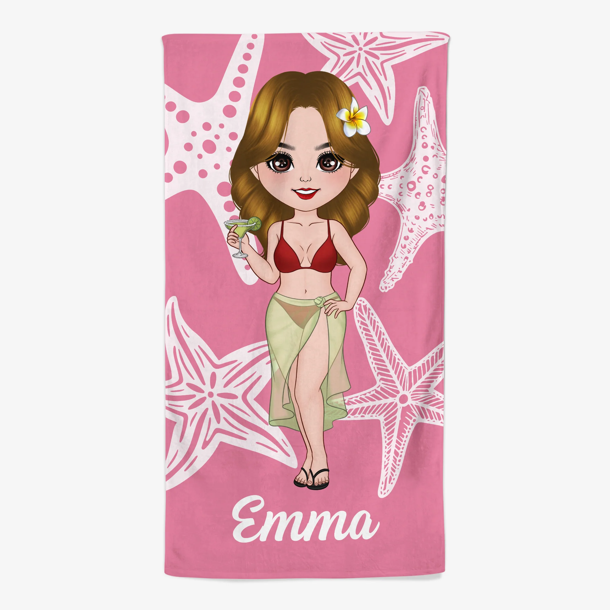 Serviette De Plage Personnalisée Prénom - Cadeau Été Pour Enfant/Femme/Homme