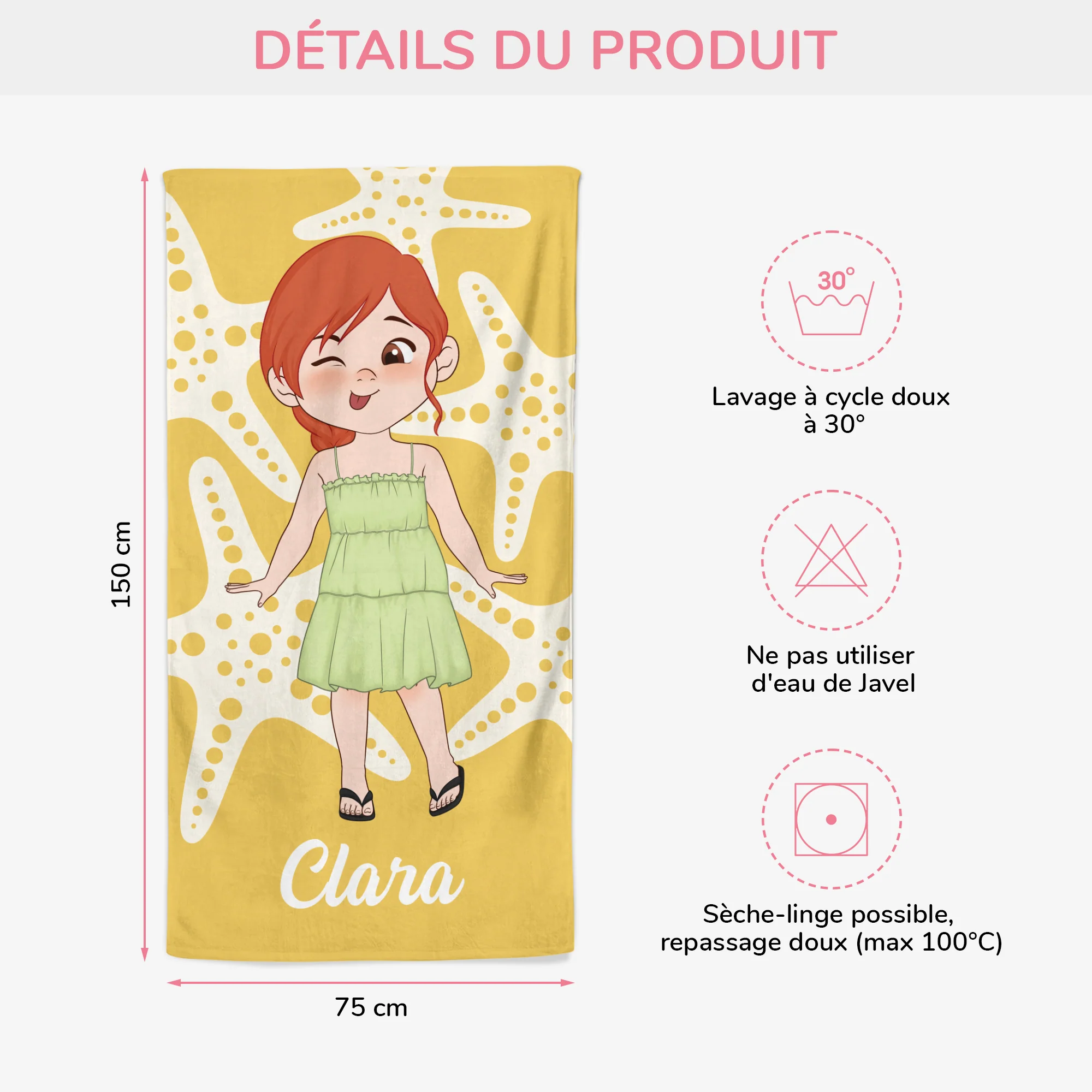 Serviette De Plage Personnalisée Prénom - Cadeau Été Pour Enfant/Femme/Homme - Image 3