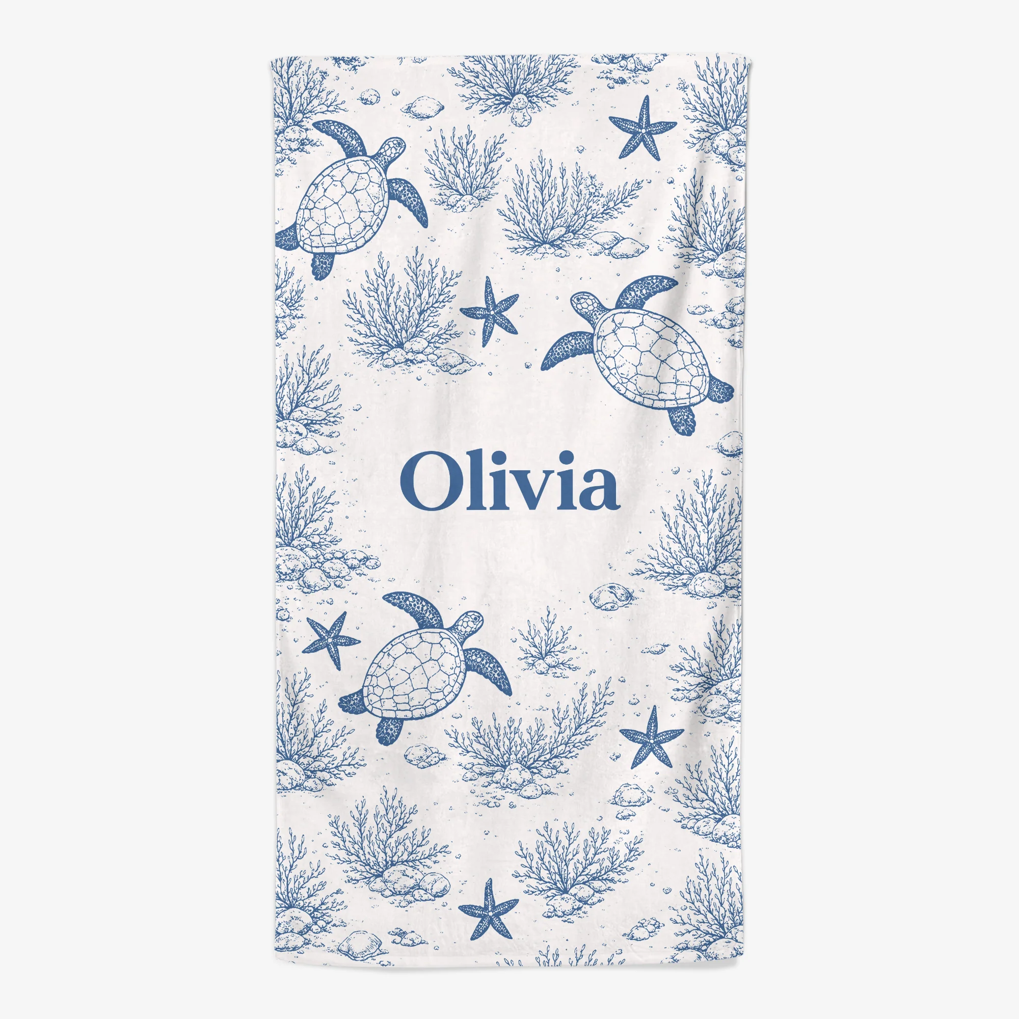 Serviette De Plage Personnalisée Prénom Et Dessin Tortue - Cadeau Été Femme