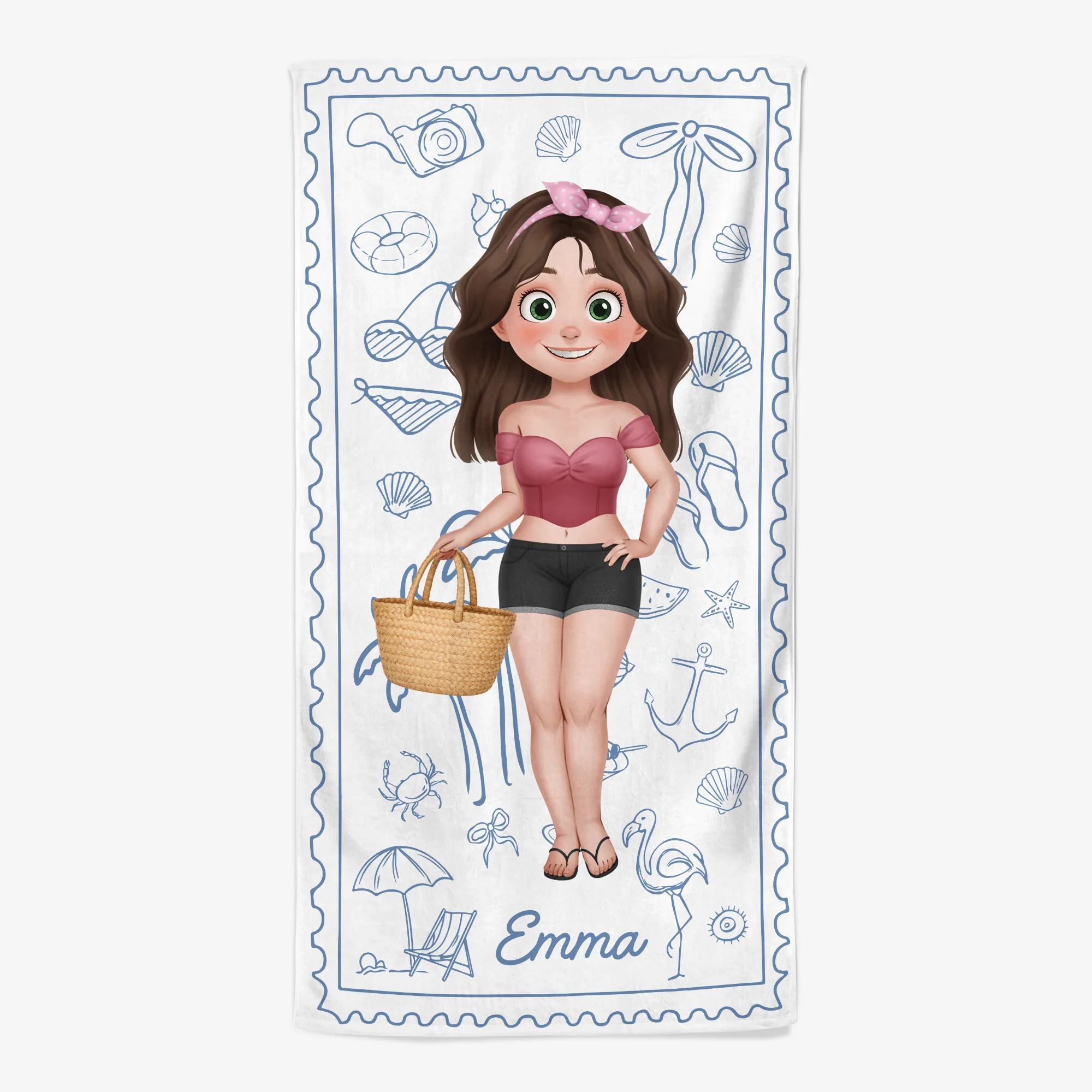 Serviette De Plage Personnalisée Prénom Homme/Femme/Enfant - Partir En Vacances