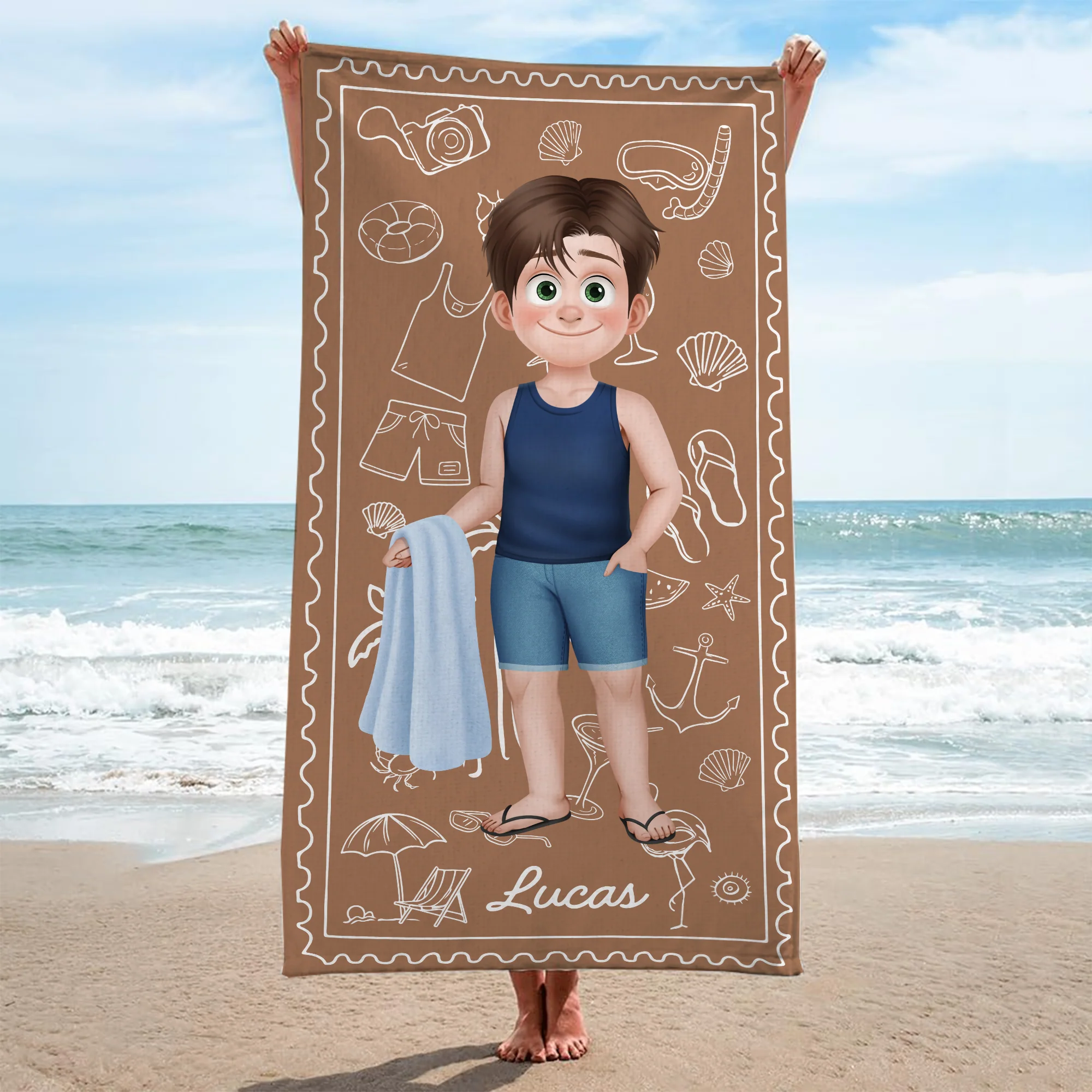 Serviette De Plage Personnalisée Prénom Homme/Femme/Enfant - Partir En Vacances - Image 2