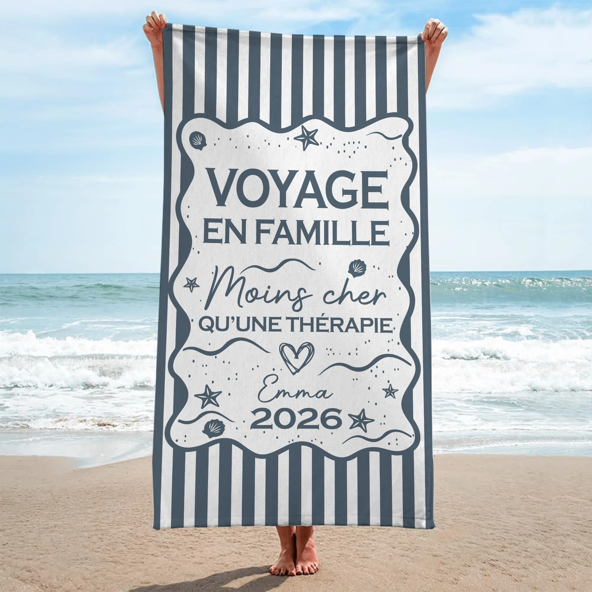 Serviette De Plage Personnalisée - Voyage En Été Moins Cher Qu’une Thérapie - Image 2