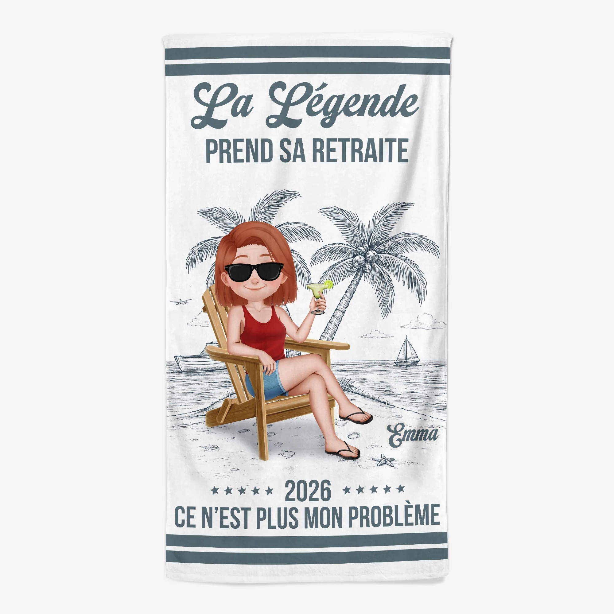 Serviette De Plage Retraite Personnalisée Homme/Femme Pour Été - Légende Prend Sa Retraite