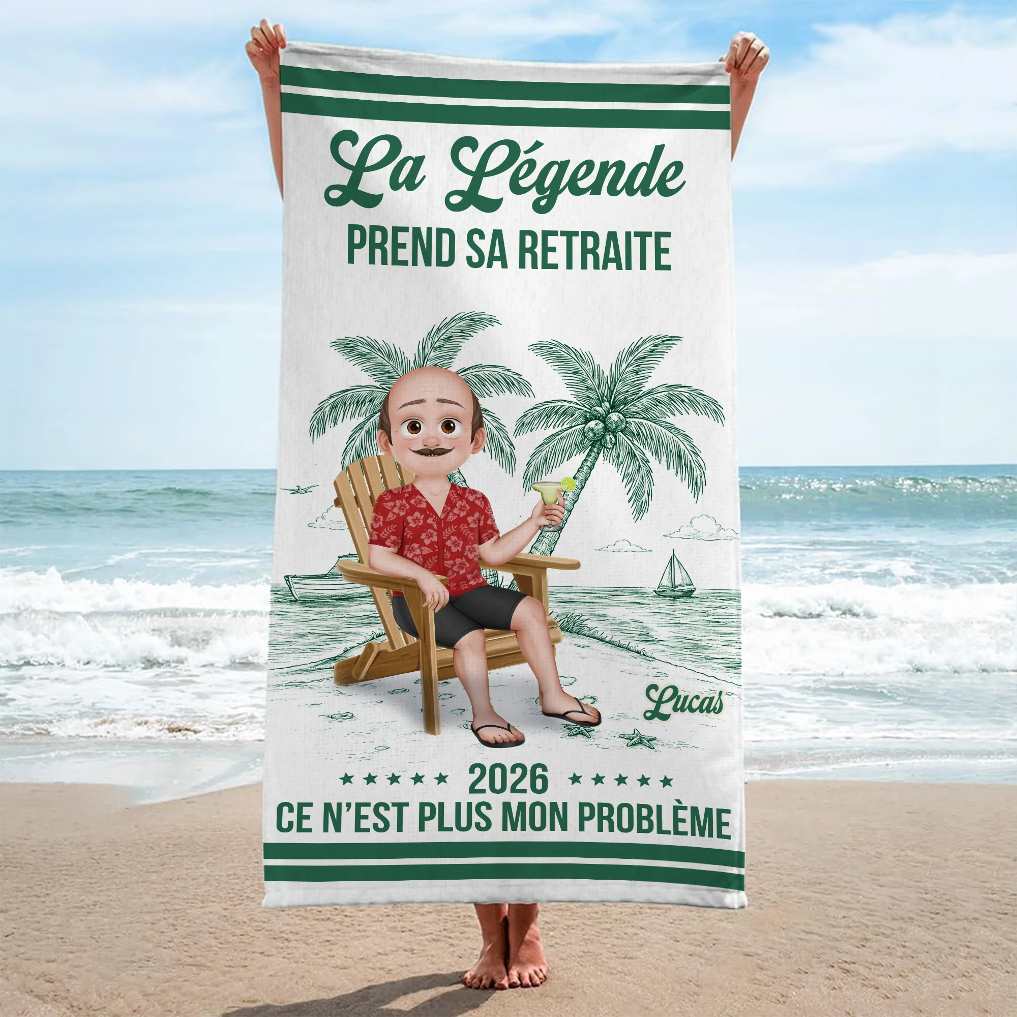 Serviette De Plage Retraite Personnalisée Homme/Femme Pour Été - Légende Prend Sa Retraite - Image 2