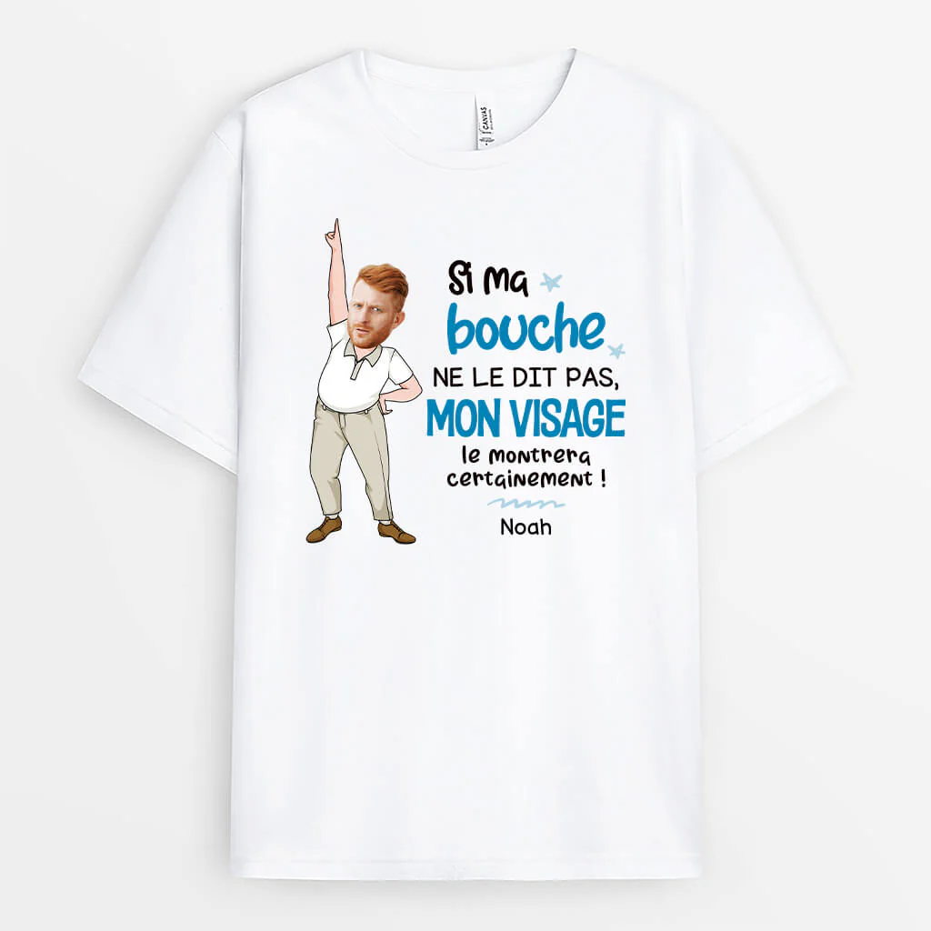 Tee Shirt Humoristique Personnalisé – Si Ma Bouche Ne Le Dit Pas | Avec Visage