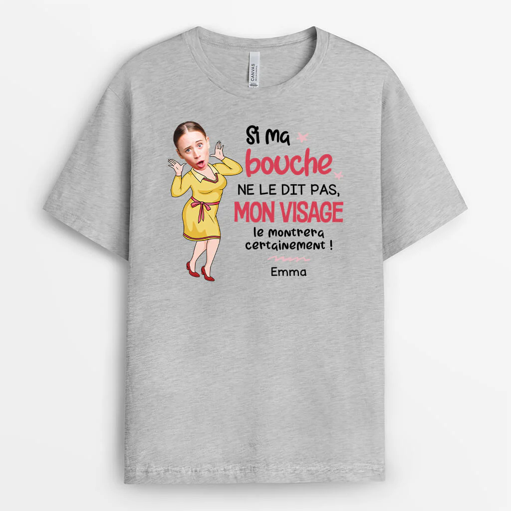 Tee Shirt Humoristique Personnalisé – Si Ma Bouche Ne Le Dit Pas | Avec Visage - Image 2