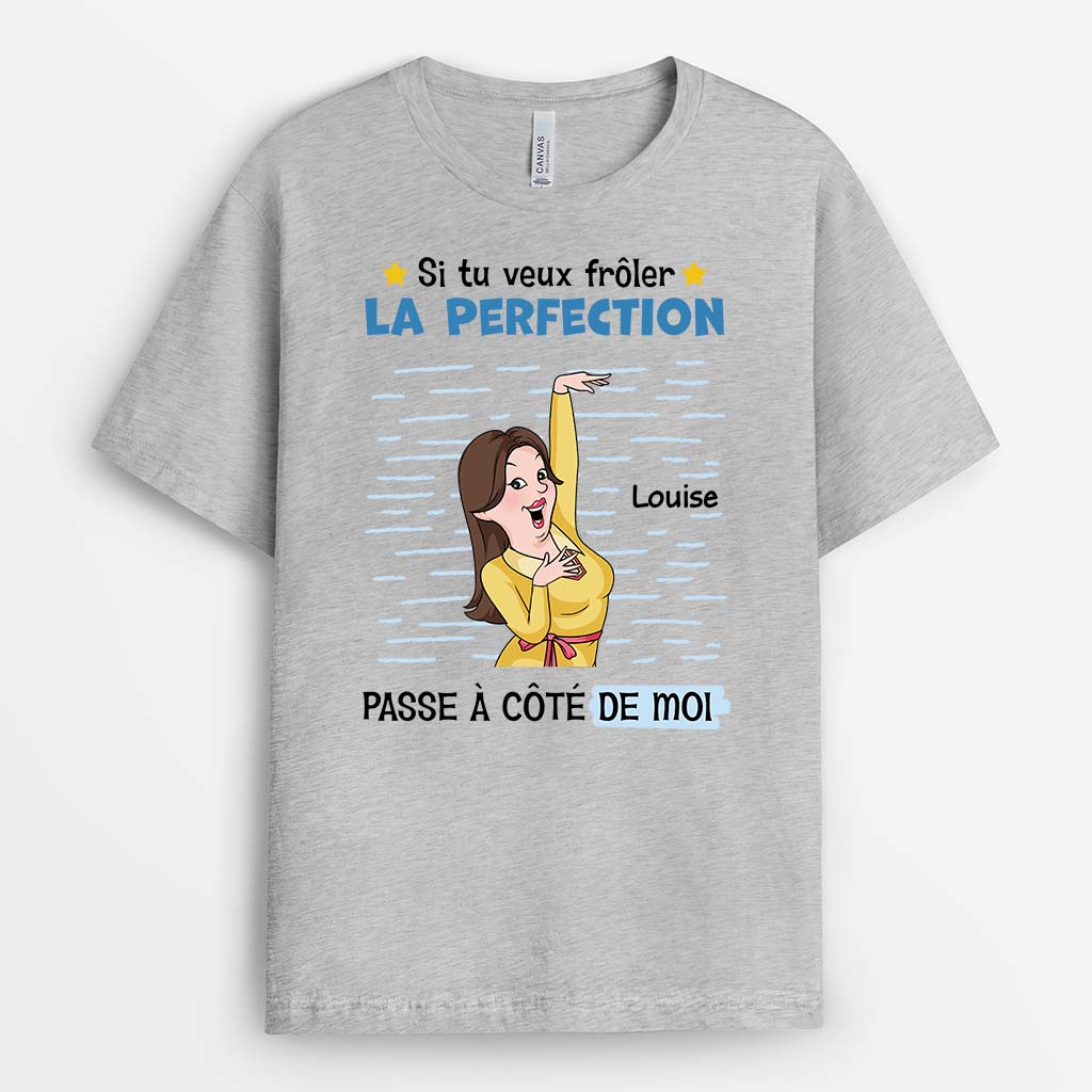 Tee Shirt Humour Personnalisé Homme – Si Tu Veux Frôler La Perfection - Image 2