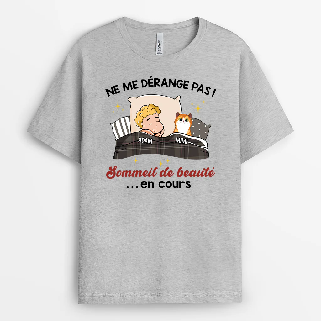 Tee Shirt Personnalisé Avec Chat | Sommeil De Beauté En Cours Version Chats - Image 2