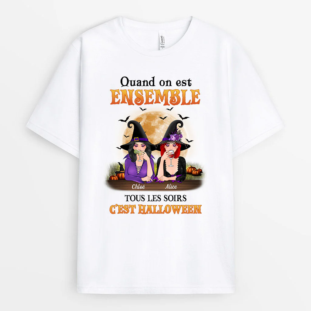T Shirt Personnalisé Femme - Tous Les Soirs C'est Halloween