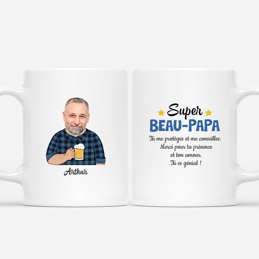 Tasse Beau Papa Personnalisé - Super Beau-Papa Avec Visage
