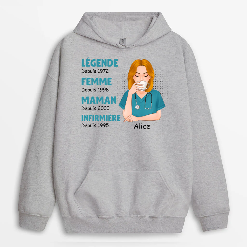 Sweats à Capuche Personnalisés – Maman Mamie Infirmière - Image 2