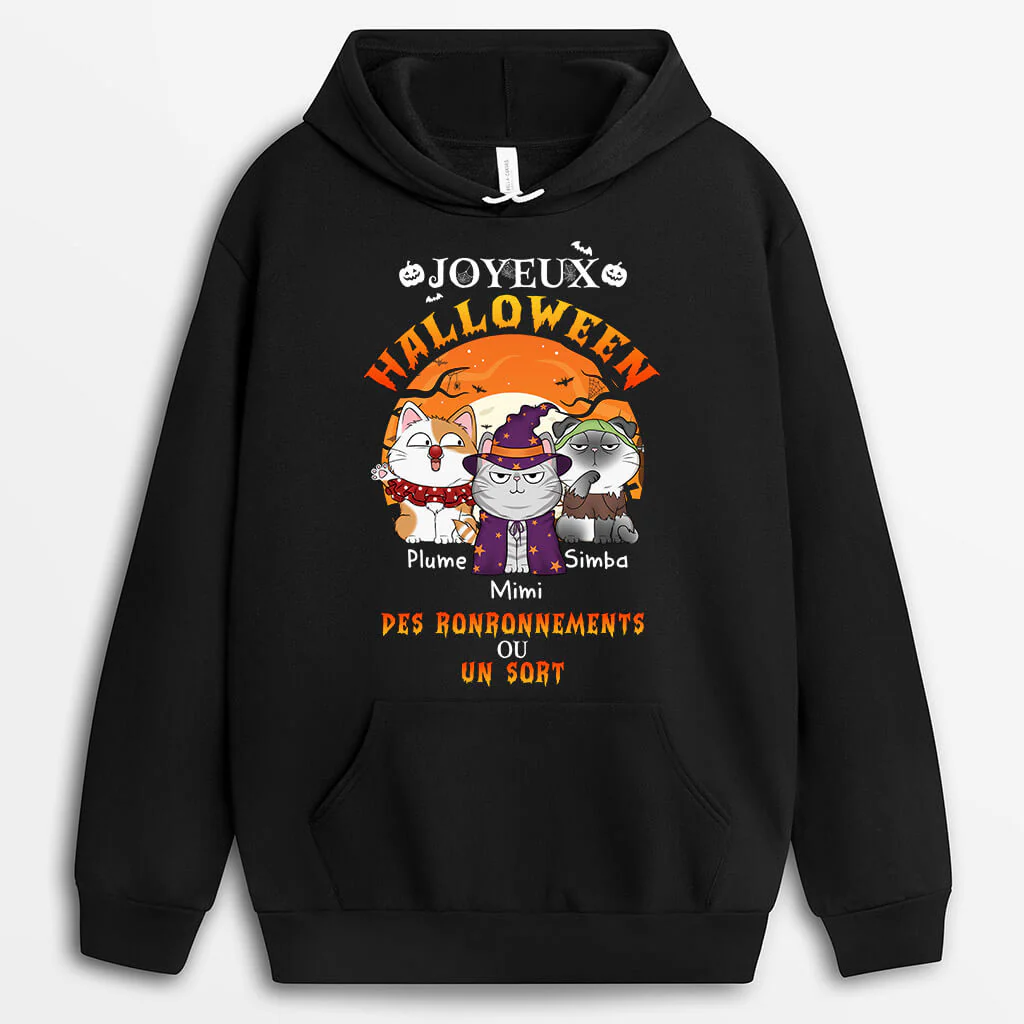 Sweat à Capuche Joyeux Halloween Des Ronronnements Ou Un Sort Personnalisé - Image 2