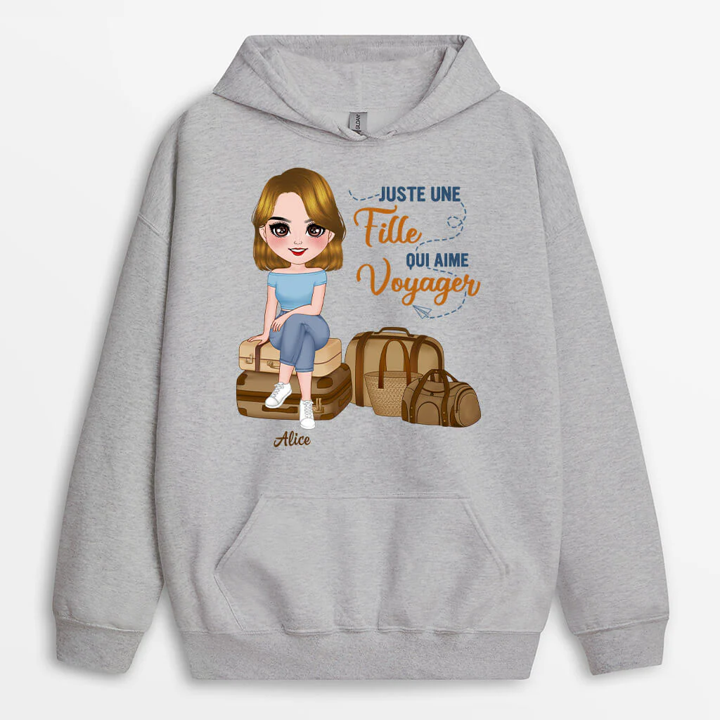 Sweat Personnalisé – Femme Qui Aime le Voyage