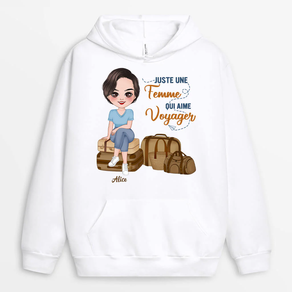 Sweat Personnalisé – Femme Qui Aime le Voyage - Image 2