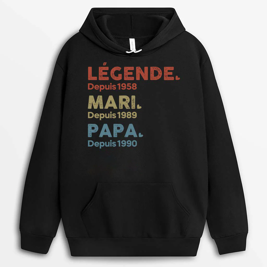 Sweat Personnalisé Papa - Légende Mari Papa Papi Depuis