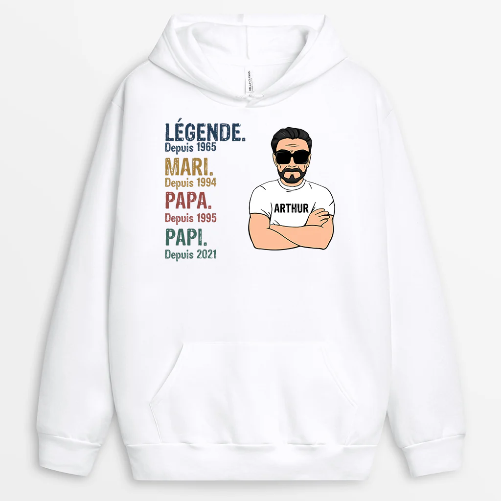 Sweats à Capuche Personnalisés – Légende Vintage Papa Papi