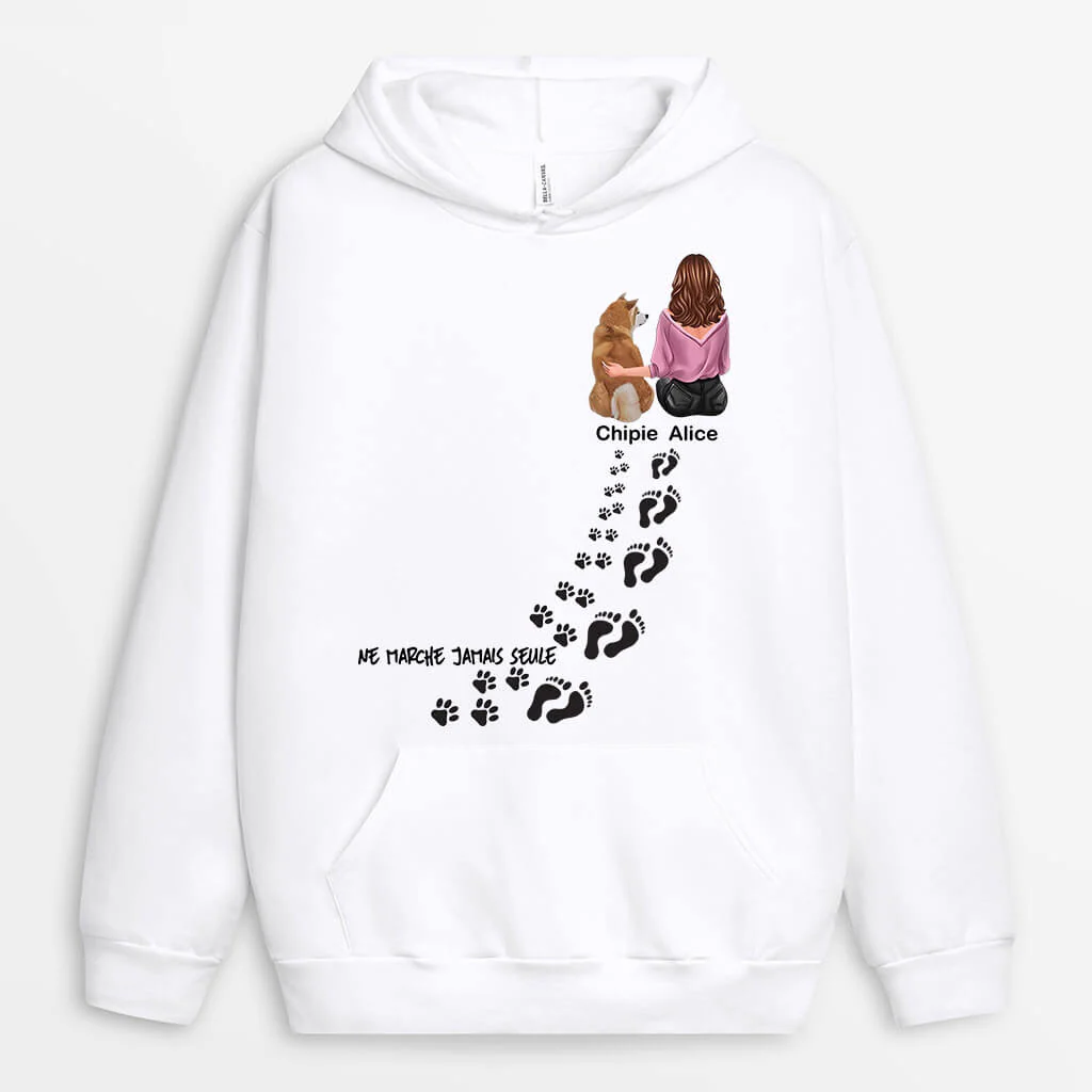 Sweat à Capuche Personnalisé Chien Femme – Ne Marche Jamais Seule | Maman Chien - Image 2
