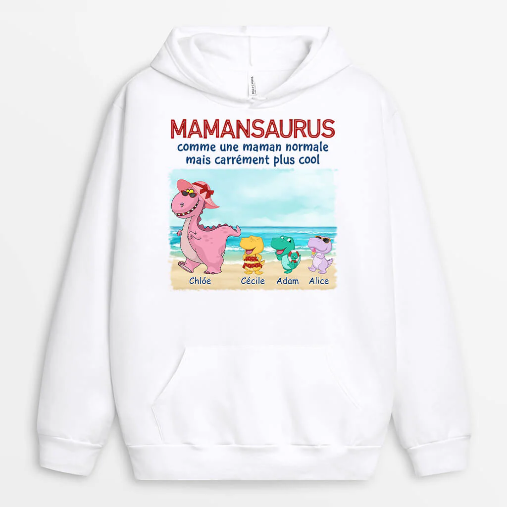 Personnaliser un Sweat à Capuche – Mamansaurus & Mamiesaurus La Plage - Image 2