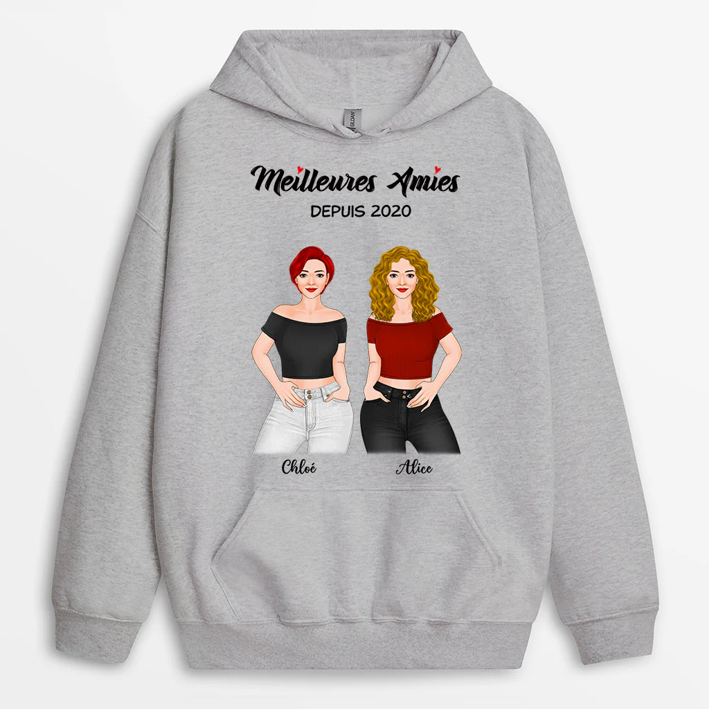 Sweat À Capuche Personnalisé - Meilleures Amies