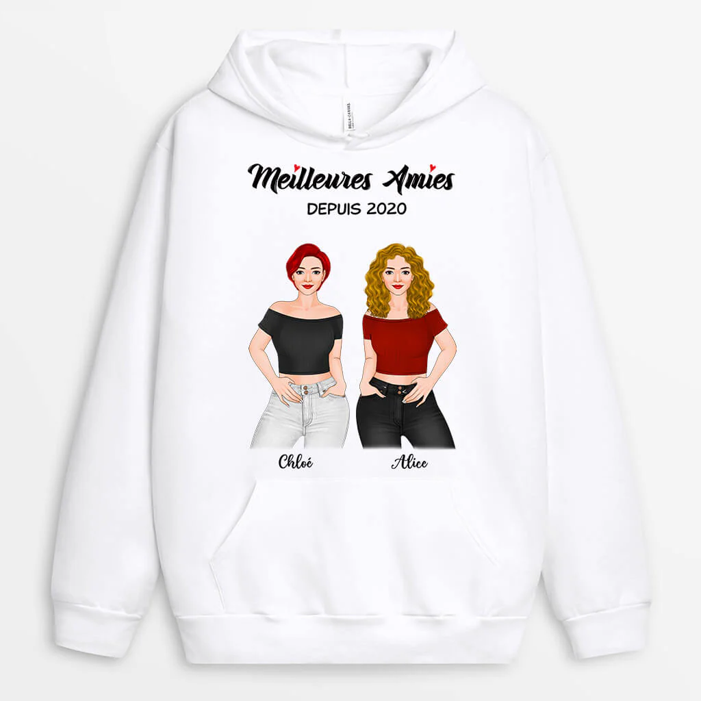 Sweat À Capuche Personnalisé - Meilleures Amies - Image 2