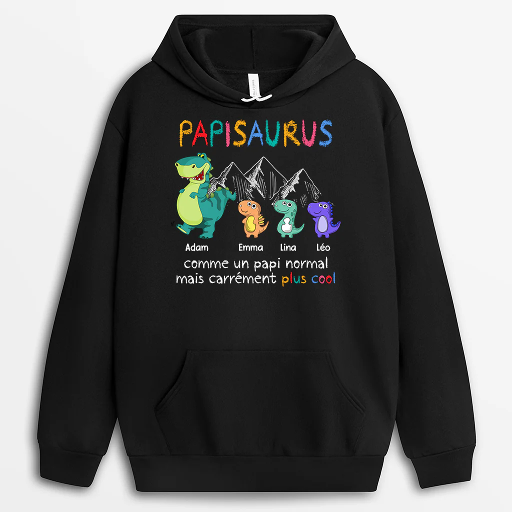 Sweat Capuche Personnalisé - Paapasaurus & Papysaurus | Cadeau Amusant - Image 2
