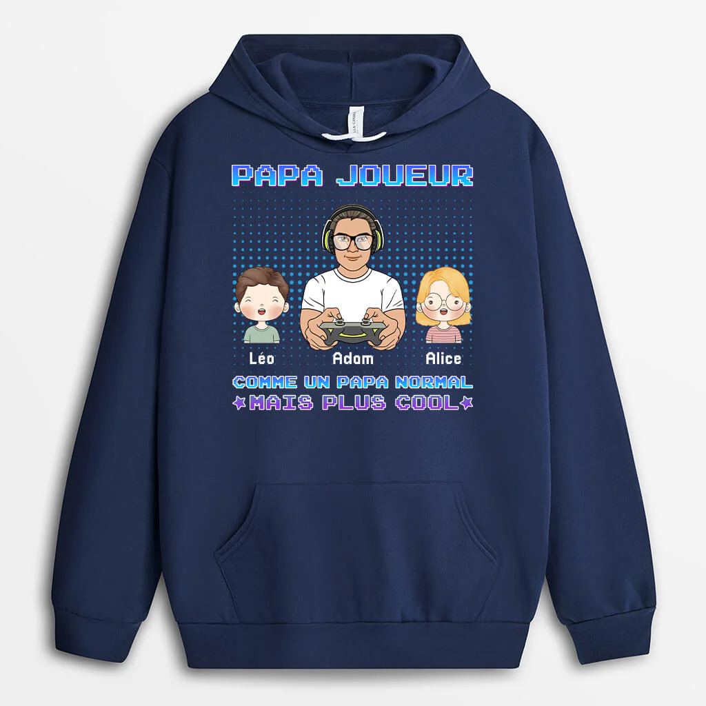 Sweat à Capuche Personnalisable – Papa Joueur