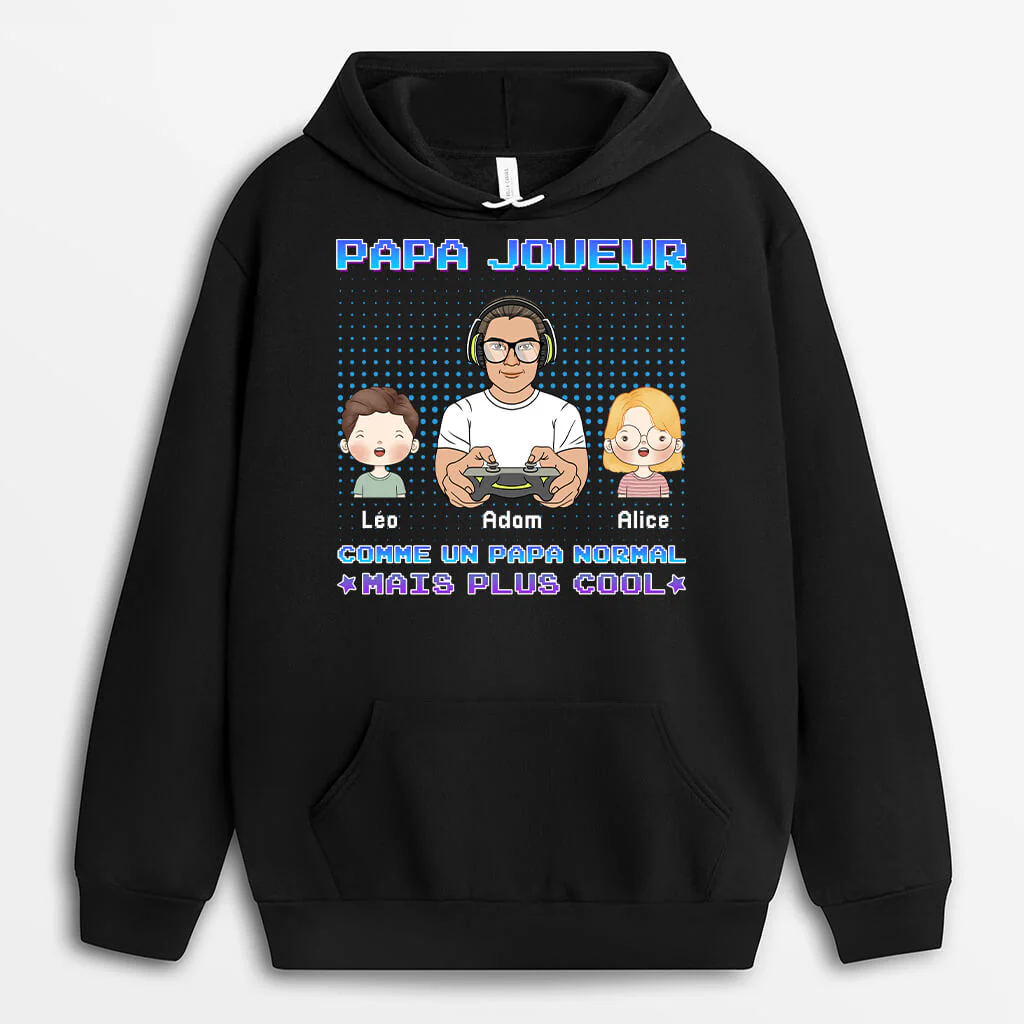 Sweat à Capuche Personnalisable – Papa Joueur - Image 2