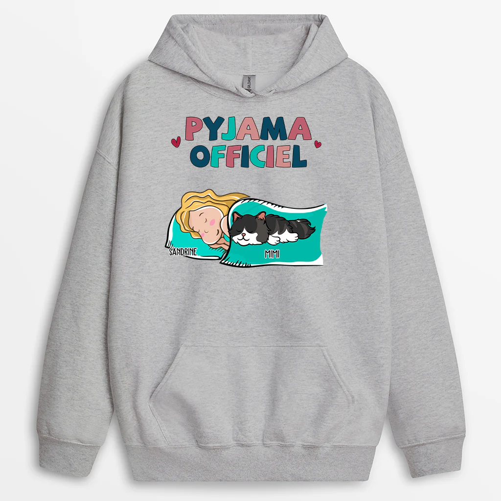 Sweat À Capuche Personnalisé - Chemise De Nuit Officielle Avec Chat - Image 2