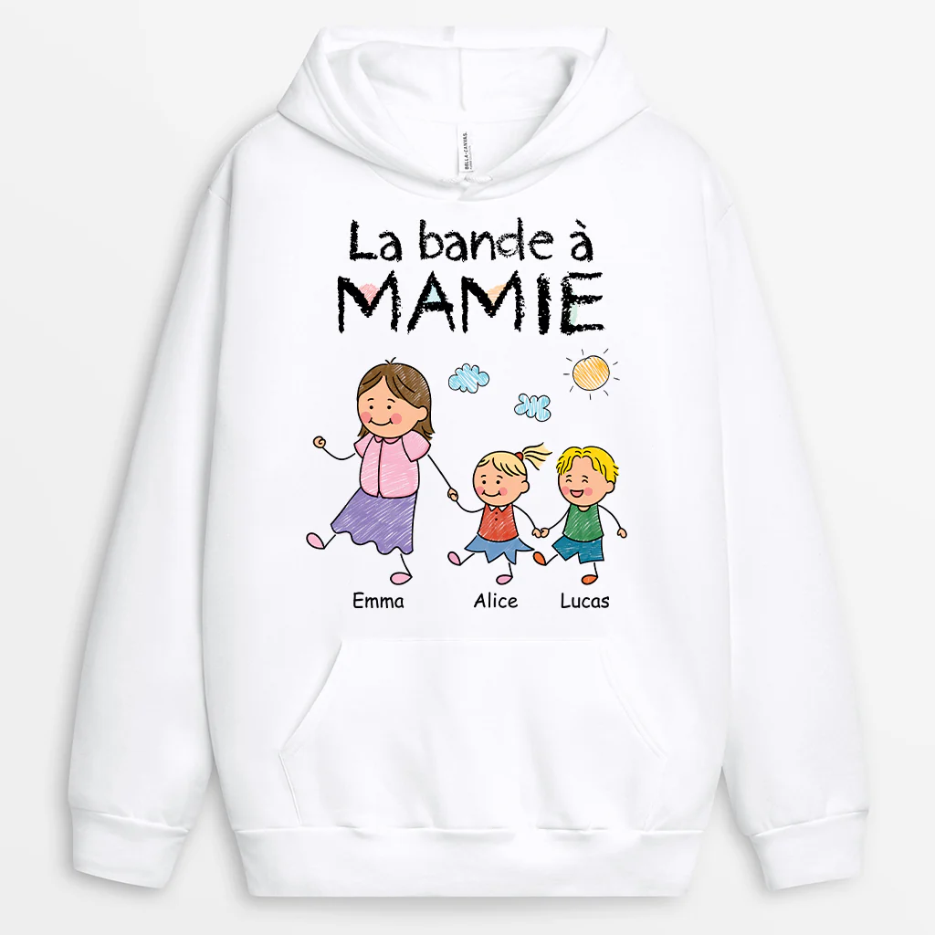 Sweat À Capuche Personnalisé - La Bande À Papy Mamie - Dessin Crayon