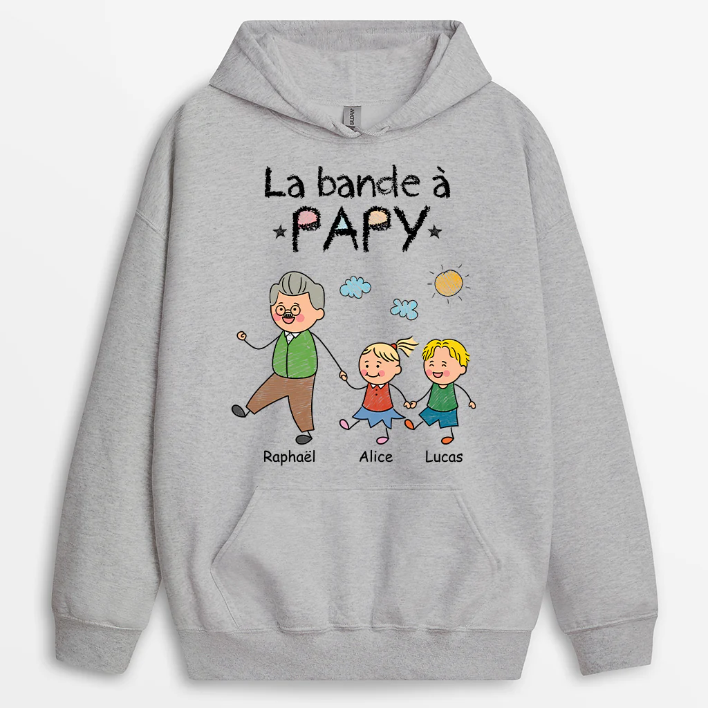 Sweat À Capuche Personnalisé - La Bande À Papy Mamie - Dessin Crayon - Image 2