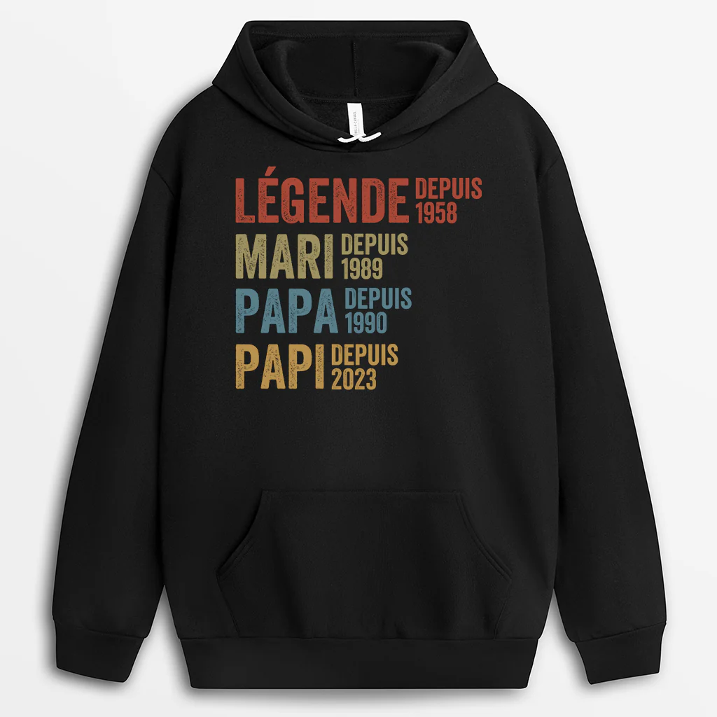 Sweat À Capuche Personnalisé – Légende Papa Papy